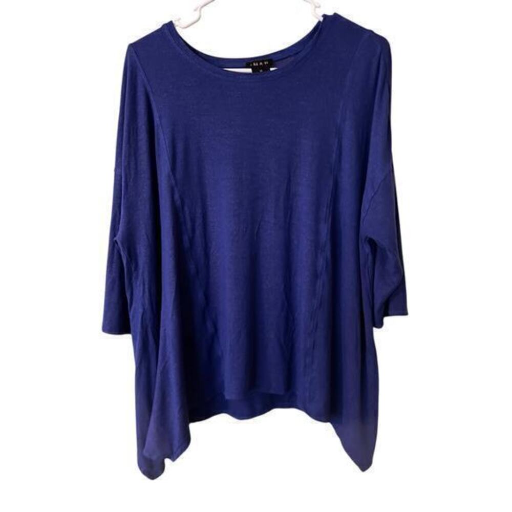 IMAN colbalt blue gold fleck oversize shark hem boho casual career everyday sz M